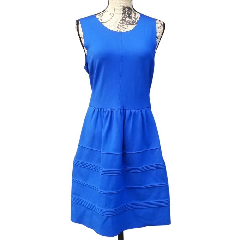 Madewell Silhouette Dress Bright Blue Scuba Size M Stretch Ponte Knit Sleeveless